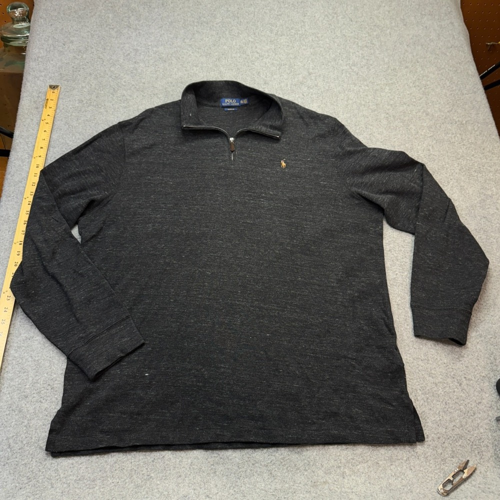 Polo Ralph Lauren Men's‎ XXL Estate Rib Quarter Zip Pullover Sweater Dark Gray